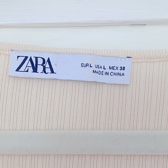 Zara Long Sleeve Cream / Off White Ribbed Knit Midi Sweater Dress - Picture 5 of 8